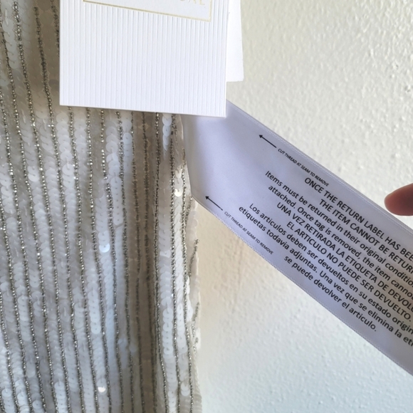 NWT Mac‎ Duggal, Sequin Spaghetti Strap Gown, Pearl, Size 8 -$498 - Picture 14 of 15